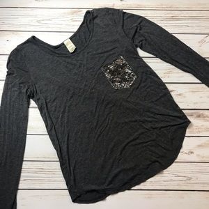 BRENDA’S Long-Sleeve Charcoal Grey Top
